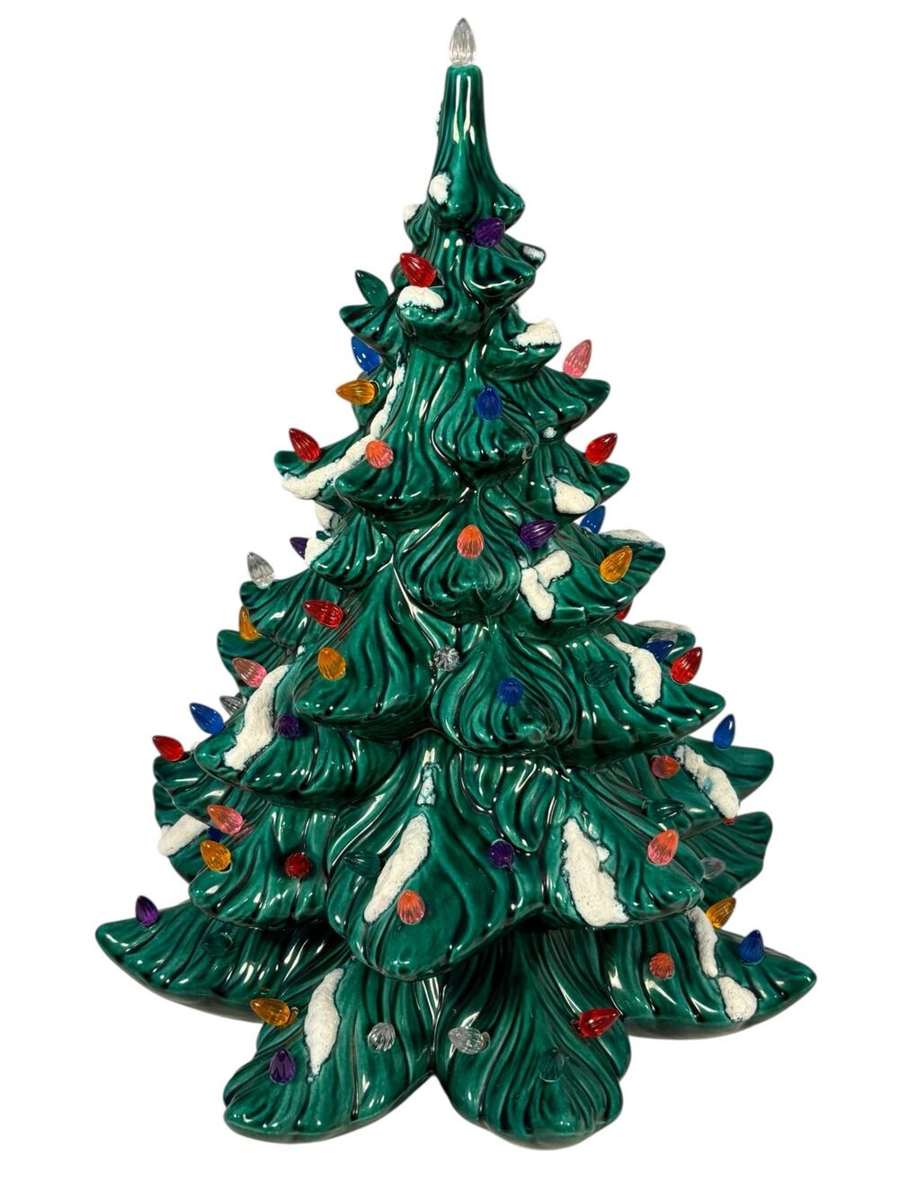 Atlantic Molds Vintage 16.5" Snow Flocked Ceramic Christmas Tree RARE *NO BASE*